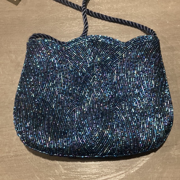 vintage unused peacock beaded evening bag - Picture 2 of 11